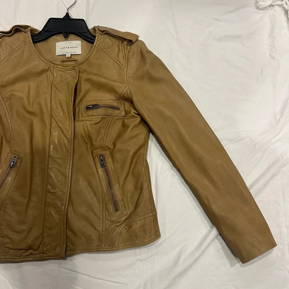 Lucky Brand Women's Tan Leather Jacket - Picture 3 of 7